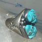 Frog Ring Turquoise carved frogs band coin silver size 12.25 men women