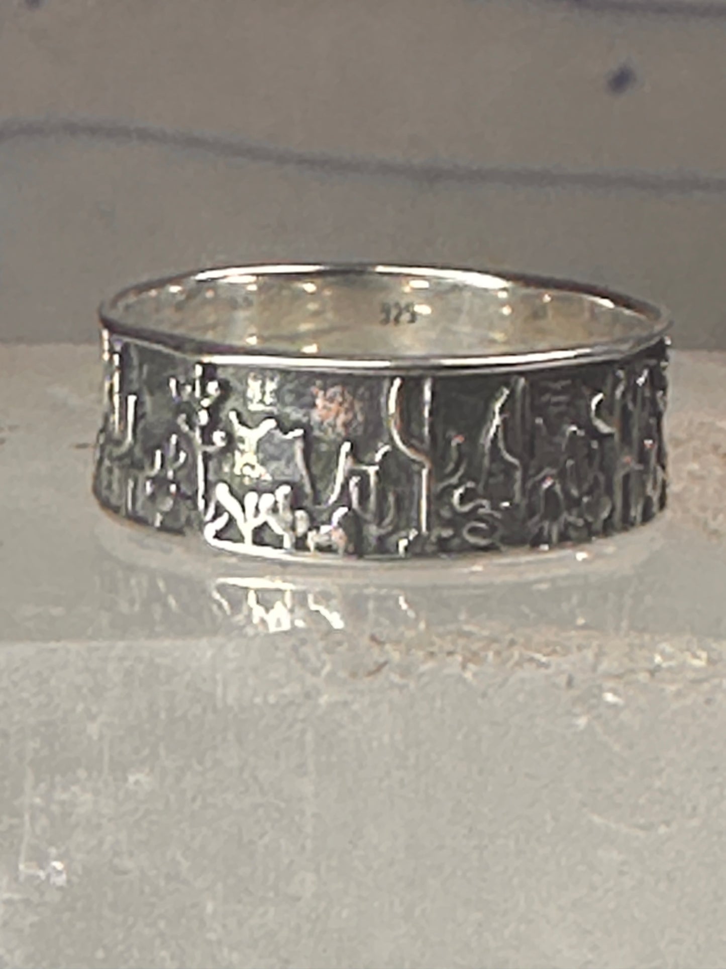 Cactus Ring Cacti southwest band size 7 sterling silver women men