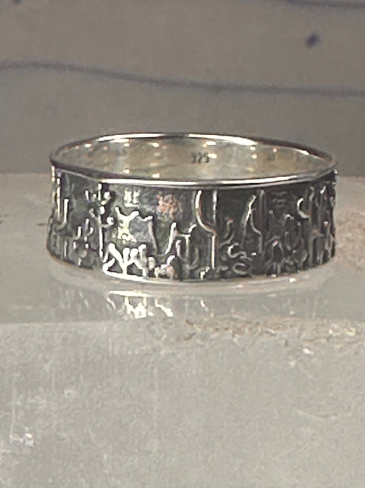 Cactus Ring Cacti southwest band size 7 sterling silver women men