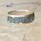 Zuni ring wedding band turquoise chips size 9 sterling silver women men