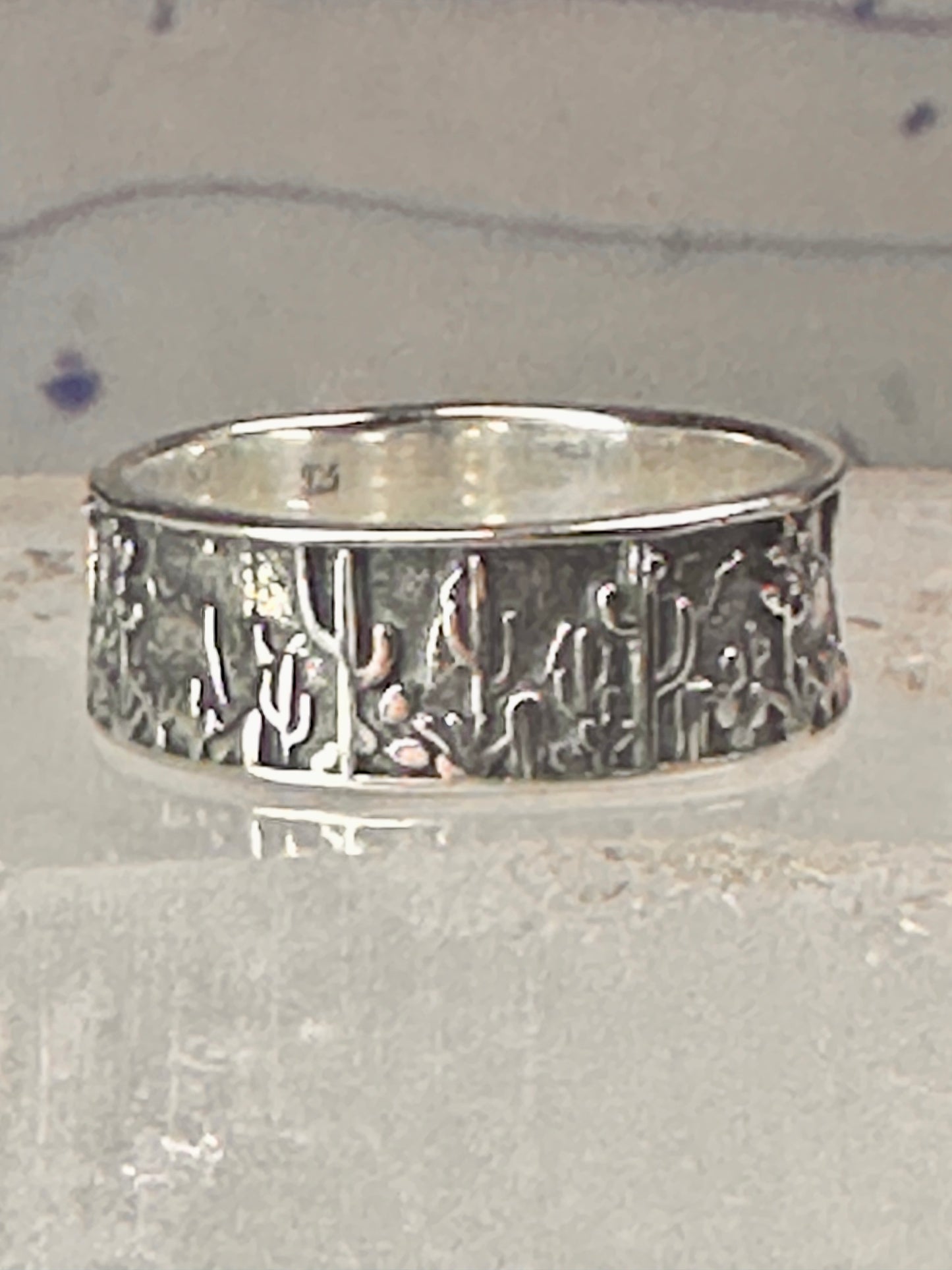 Cactus Ring Cacti southwest band size 7 sterling silver women men