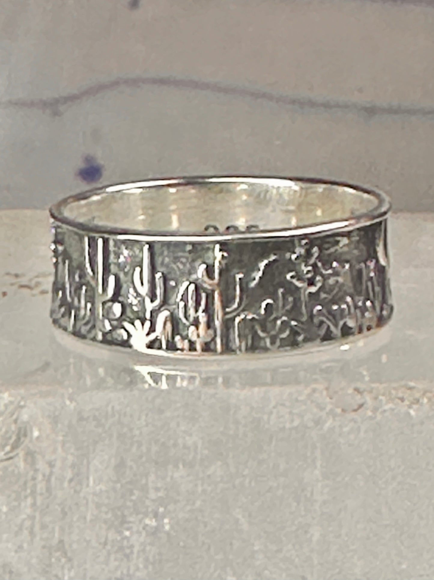 Cactus Ring Cacti southwest band size 7 sterling silver women men