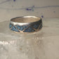 Zuni ring wedding band turquoise chips size 9 sterling silver women men