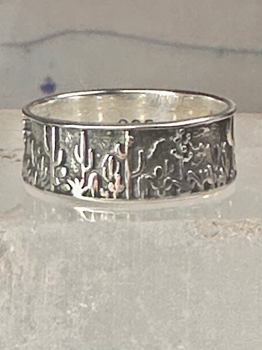 Cactus Ring Cacti southwest band size 7 sterling silver women men