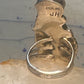 Navajo coral ring size 5 sterling silver leaves feathers women signed JH
