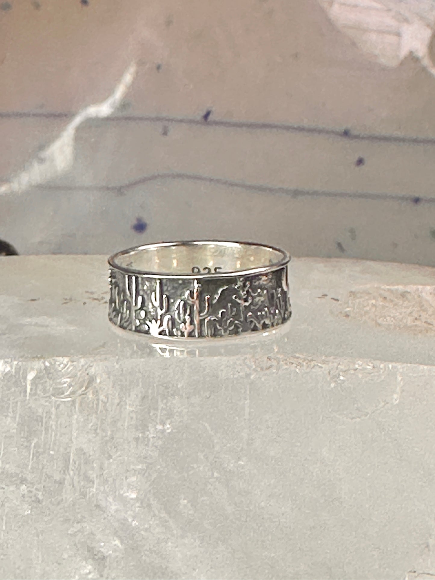 Cactus Ring Cacti southwest band size 7 sterling silver women men