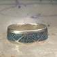 Zuni ring wedding band turquoise chips size 9 sterling silver women men