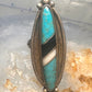 Navajo long ring turquoise onyx mop size 6.5 sterling silver women