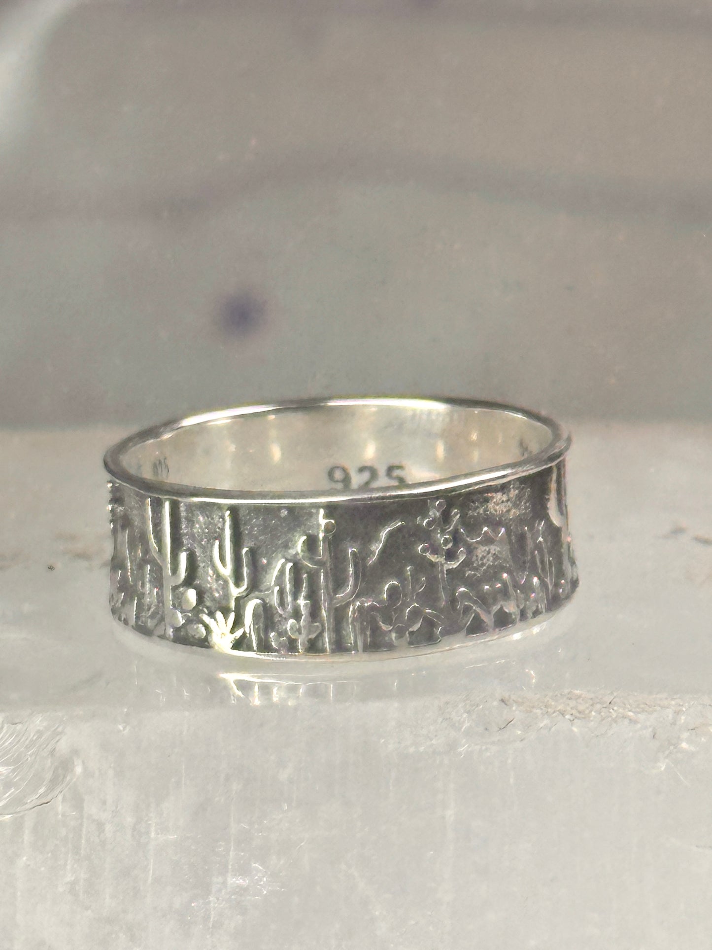 Cactus Ring Cacti southwest band size 7 sterling silver women men