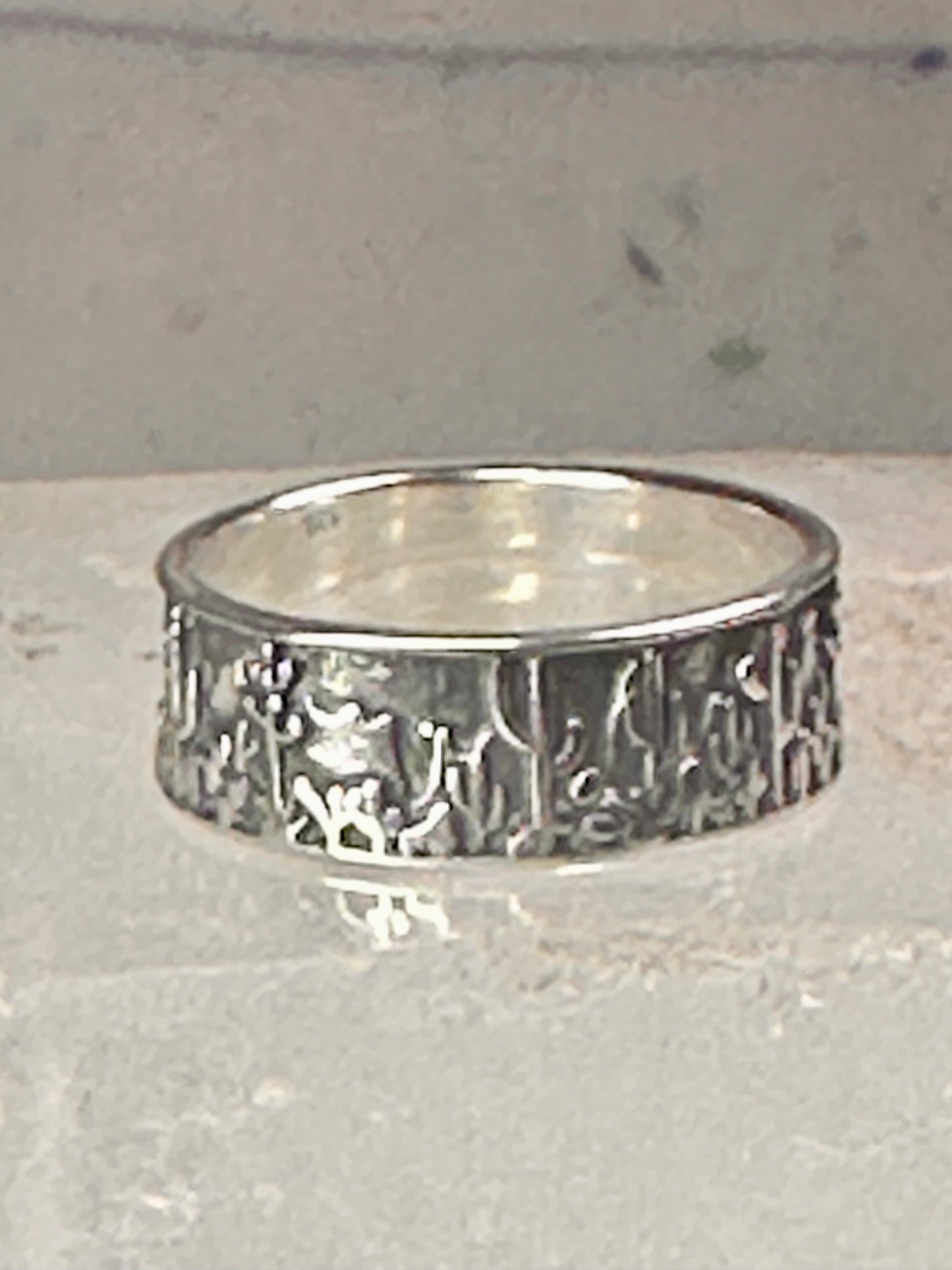 Cactus Ring Cacti southwest band size 7 sterling silver women men