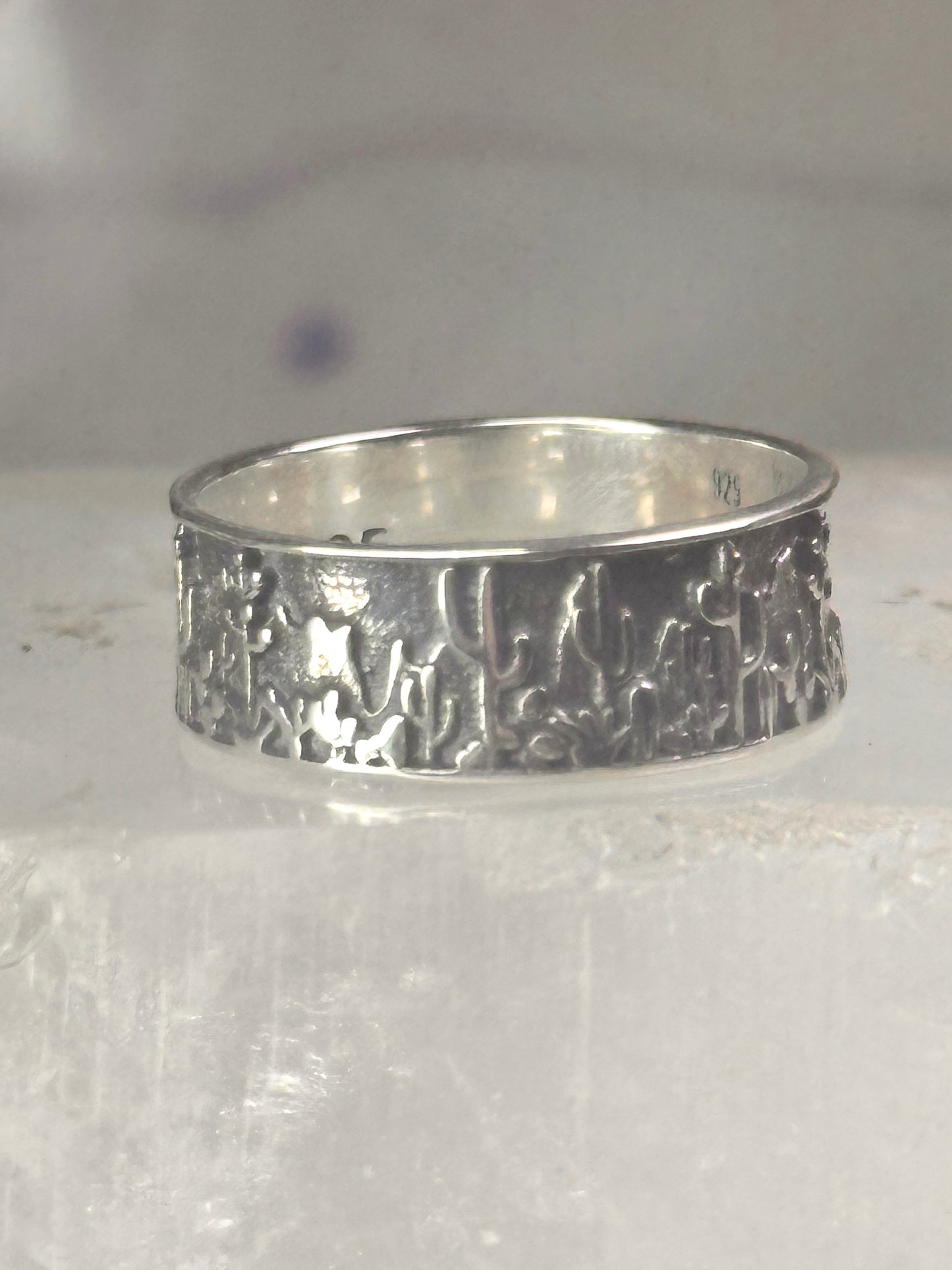 Cactus Ring Cacti southwest band size 7 sterling silver women men