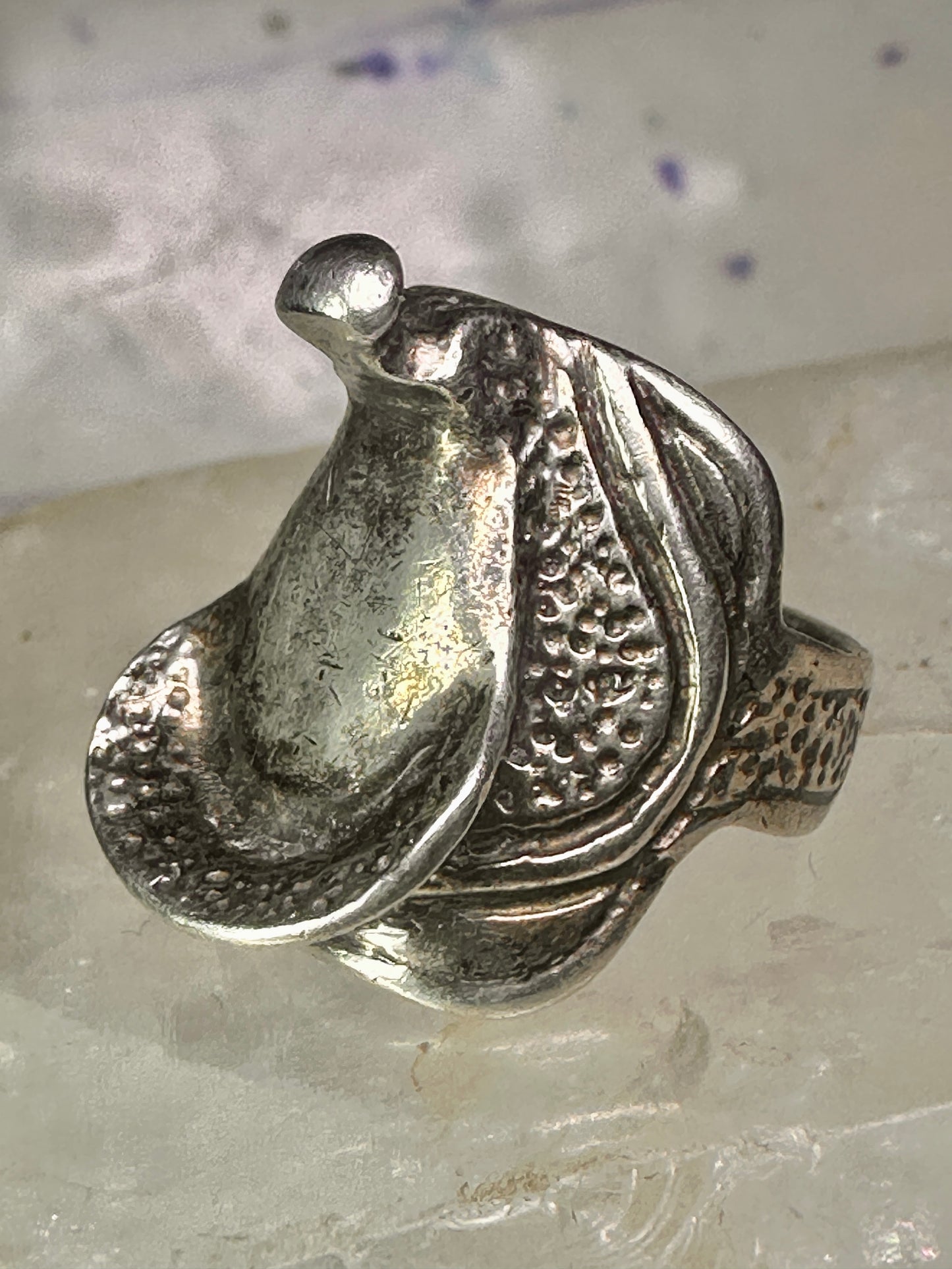 Saddle ring cowgirl cowboy band southwestern size 4 pinky sterling silver women girls
