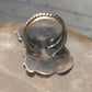 Navajo long ring coral size 6 feathers leaves sterling silver women