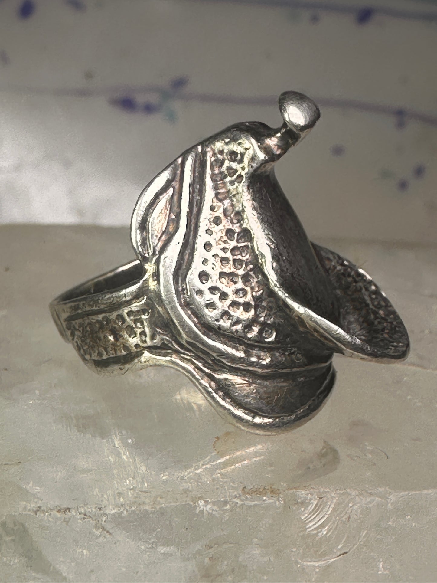 Saddle ring cowgirl cowboy band southwestern size 4 pinky sterling silver women girls