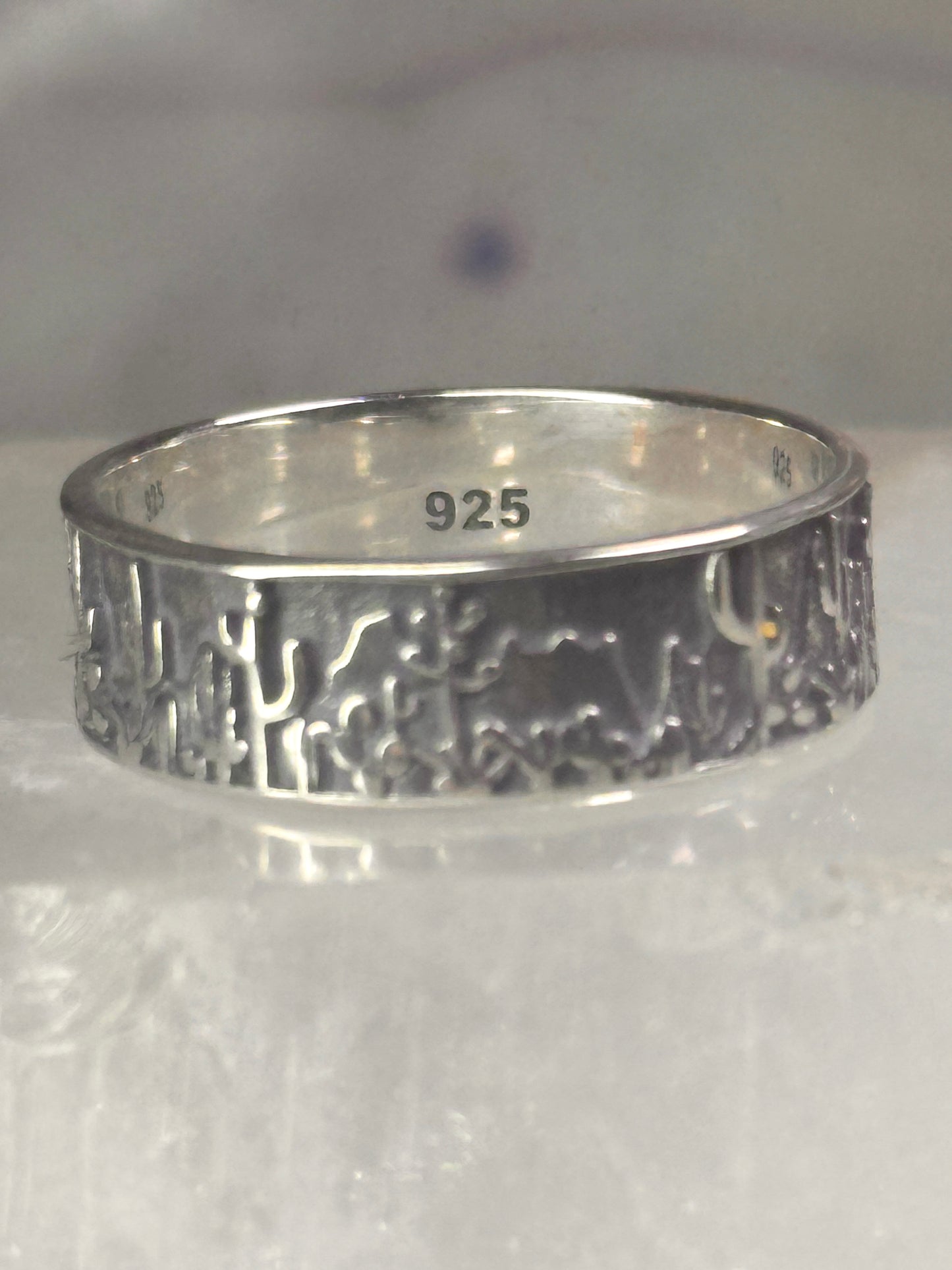 Cactus Ring Cacti southwest band size 9.75 sterling silver women men