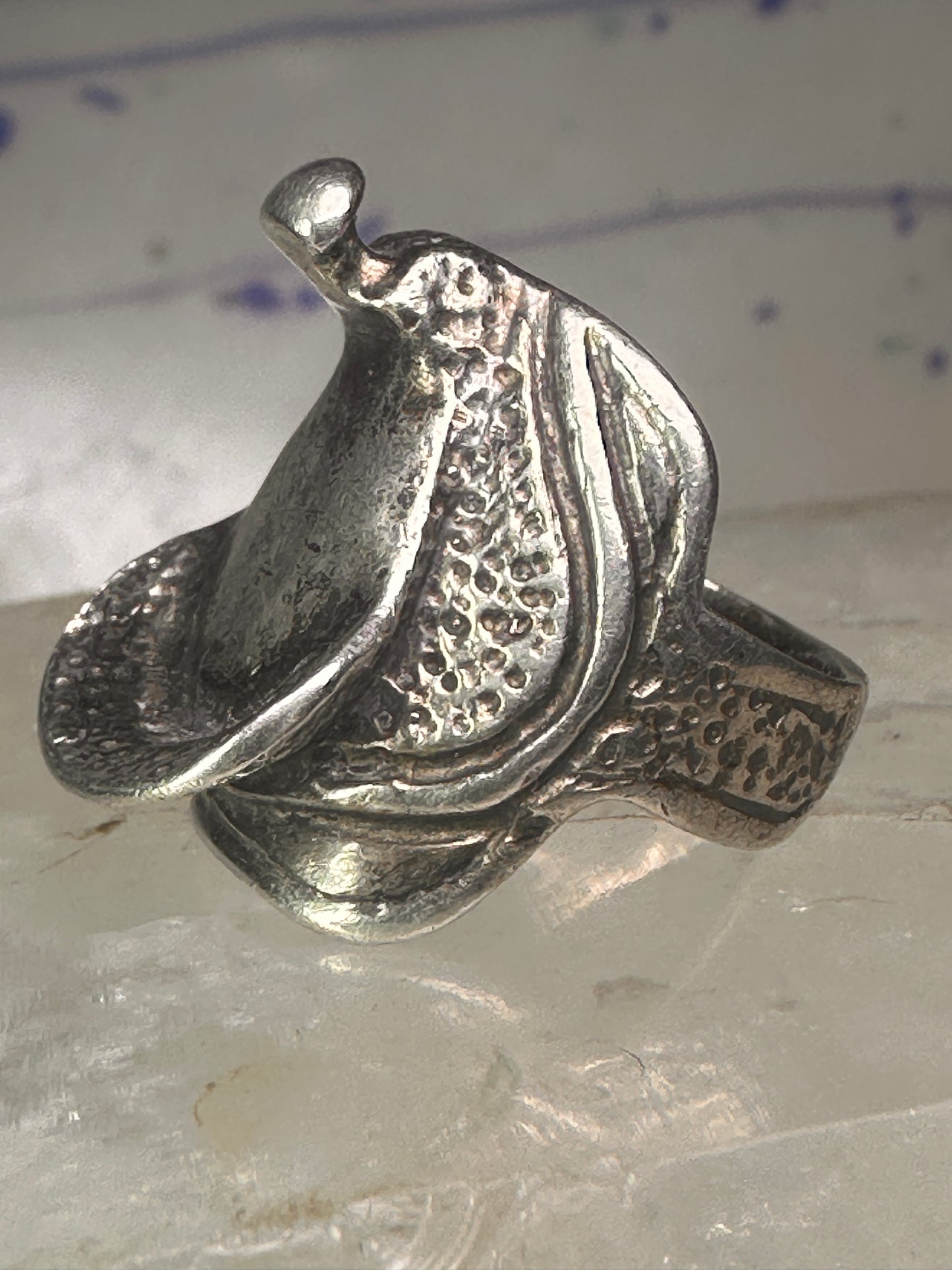 Saddle ring cowgirl cowboy band southwestern size 4 pinky sterling silver women girls