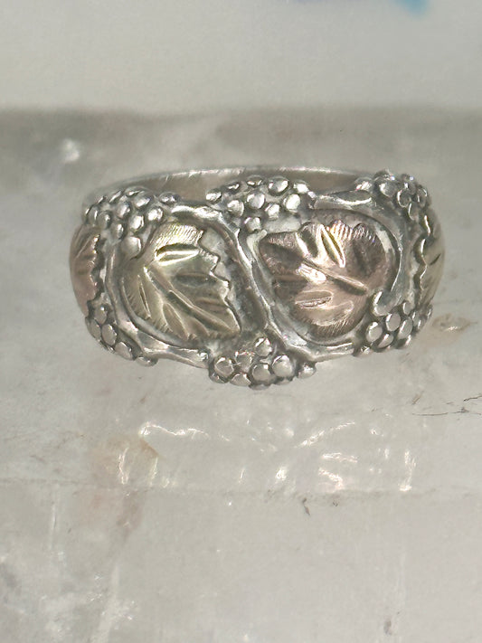 Black Hills Gold ring leaves pinky band size 4.50 sterling silver women girls