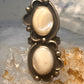 Navajo long ring mother of pearl size 5.7 scalloped beaded sterling silver women
