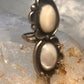 Navajo long ring mother of pearl size 5.7 scalloped beaded sterling silver women