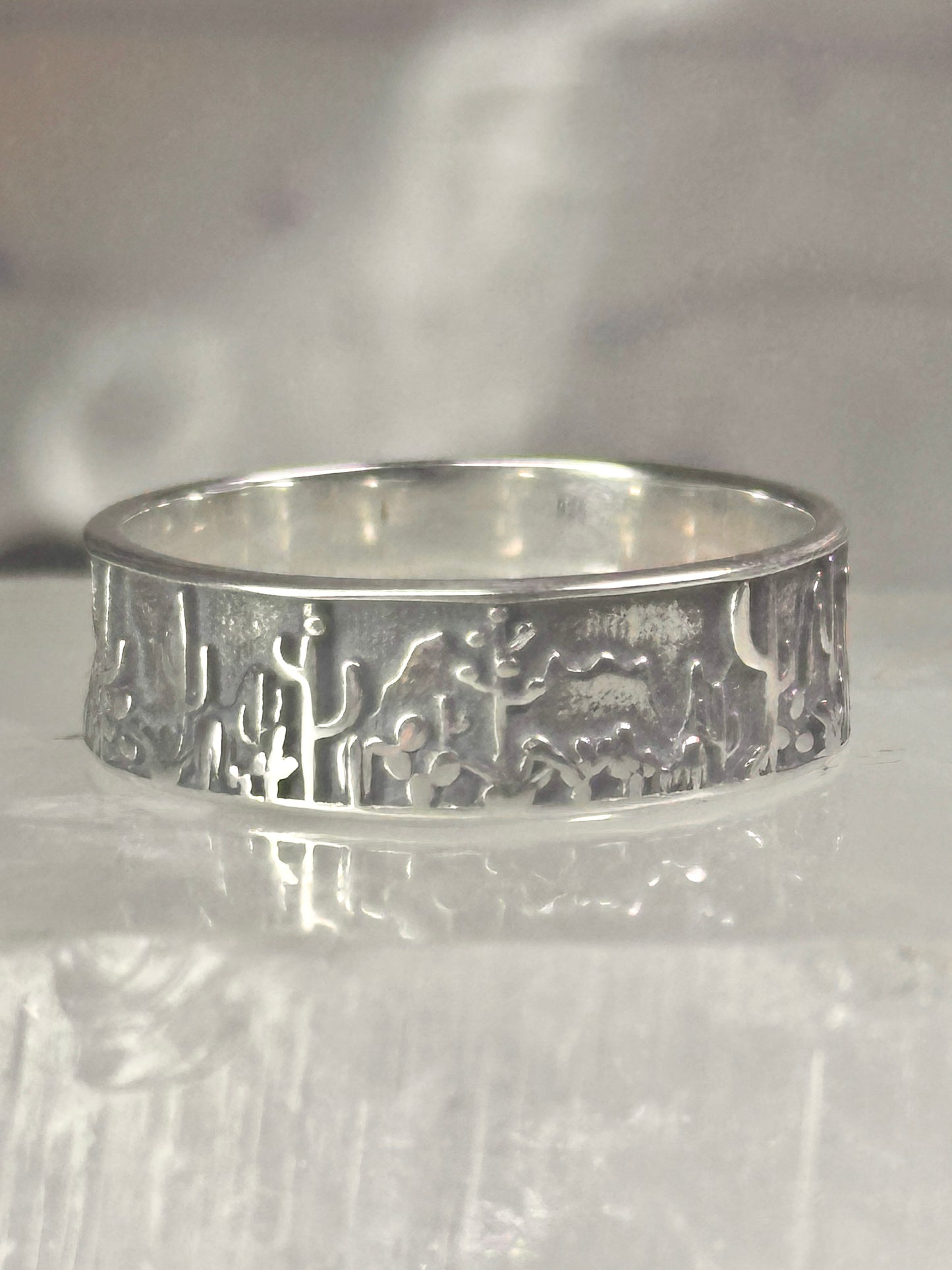 Cactus Ring Cacti southwest band size 9.75 sterling silver women men