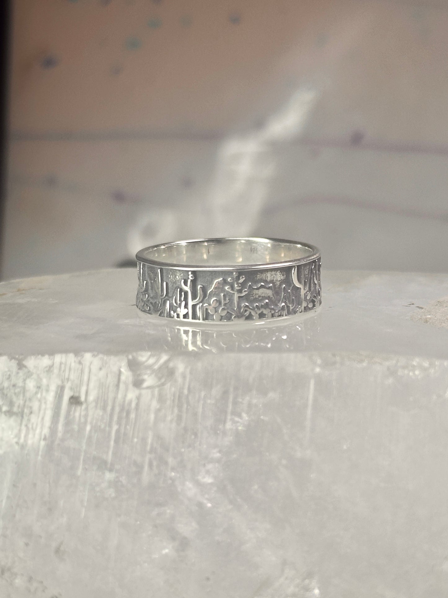 Cactus Ring Cacti southwest band size 9.75 sterling silver women men