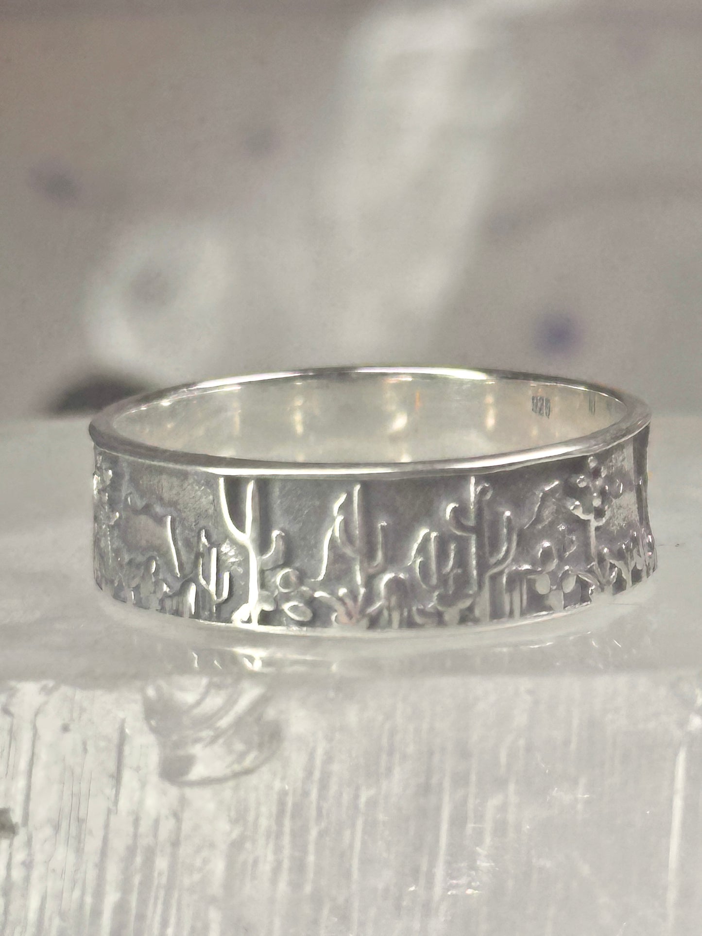 Cactus Ring Cacti southwest band size 9.75 sterling silver women men