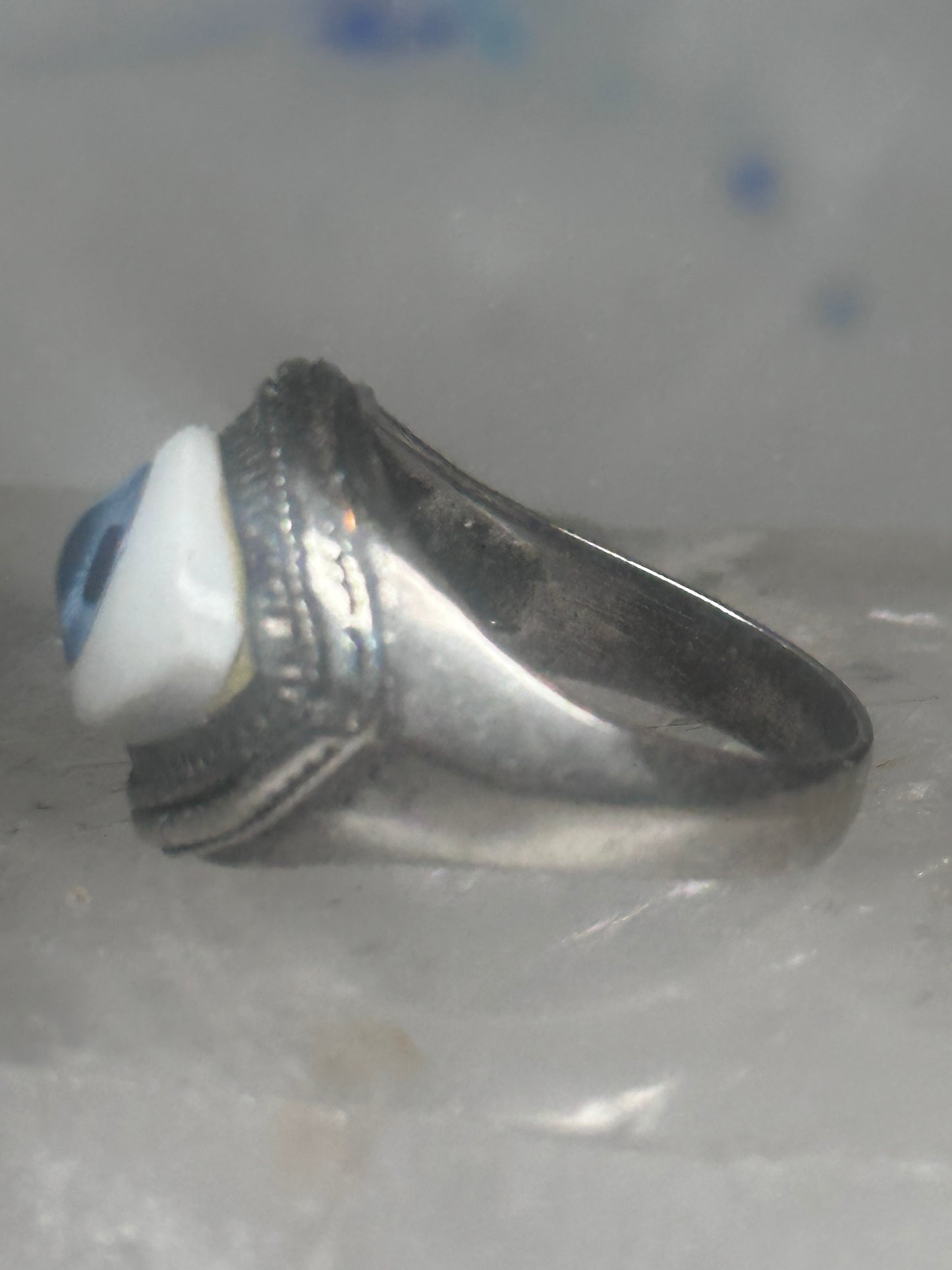 Eye ring size 6.25 blue eyeball band sterling silver women