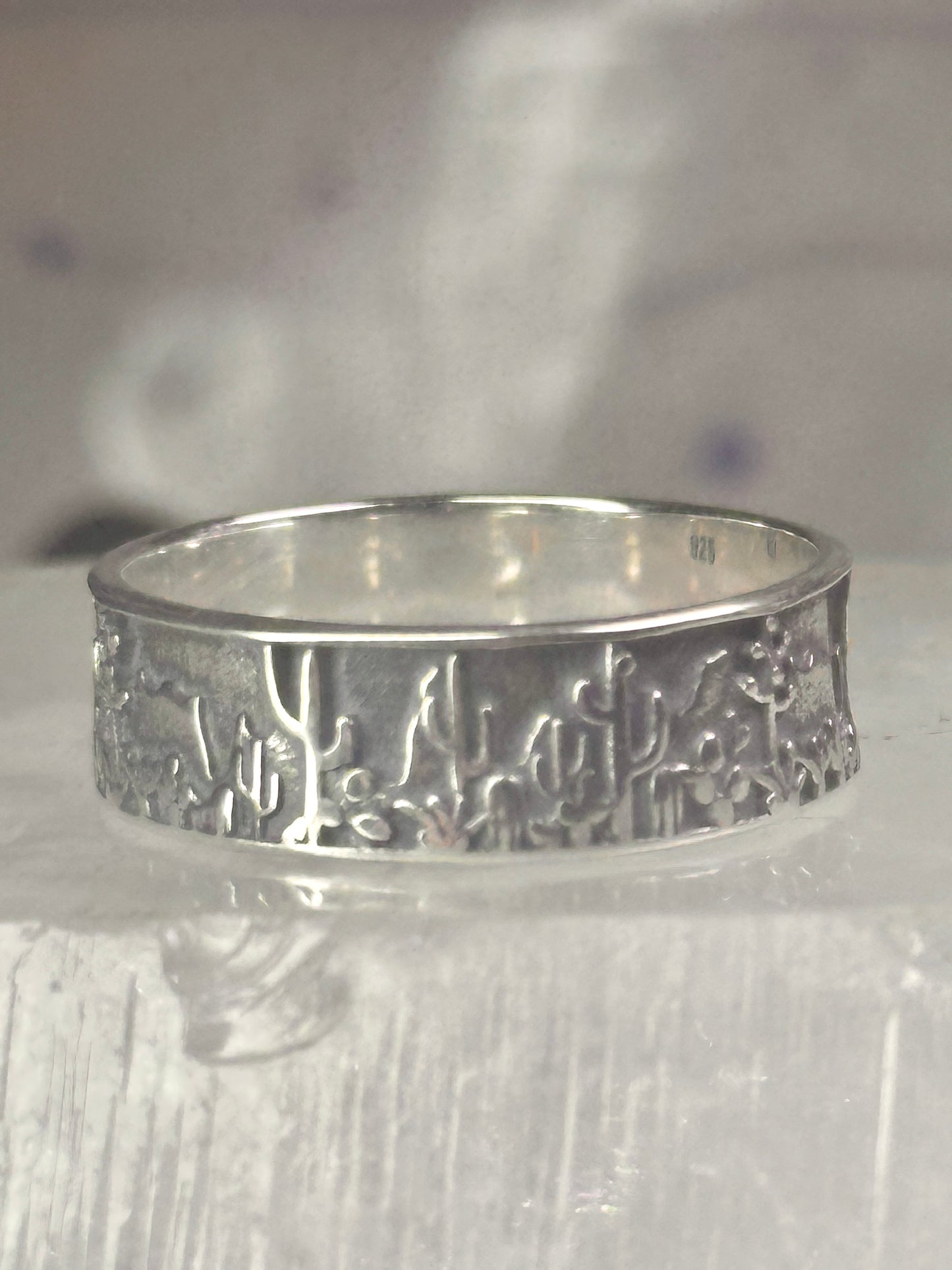Cactus Ring Cacti southwest band size 9.75 sterling silver women men