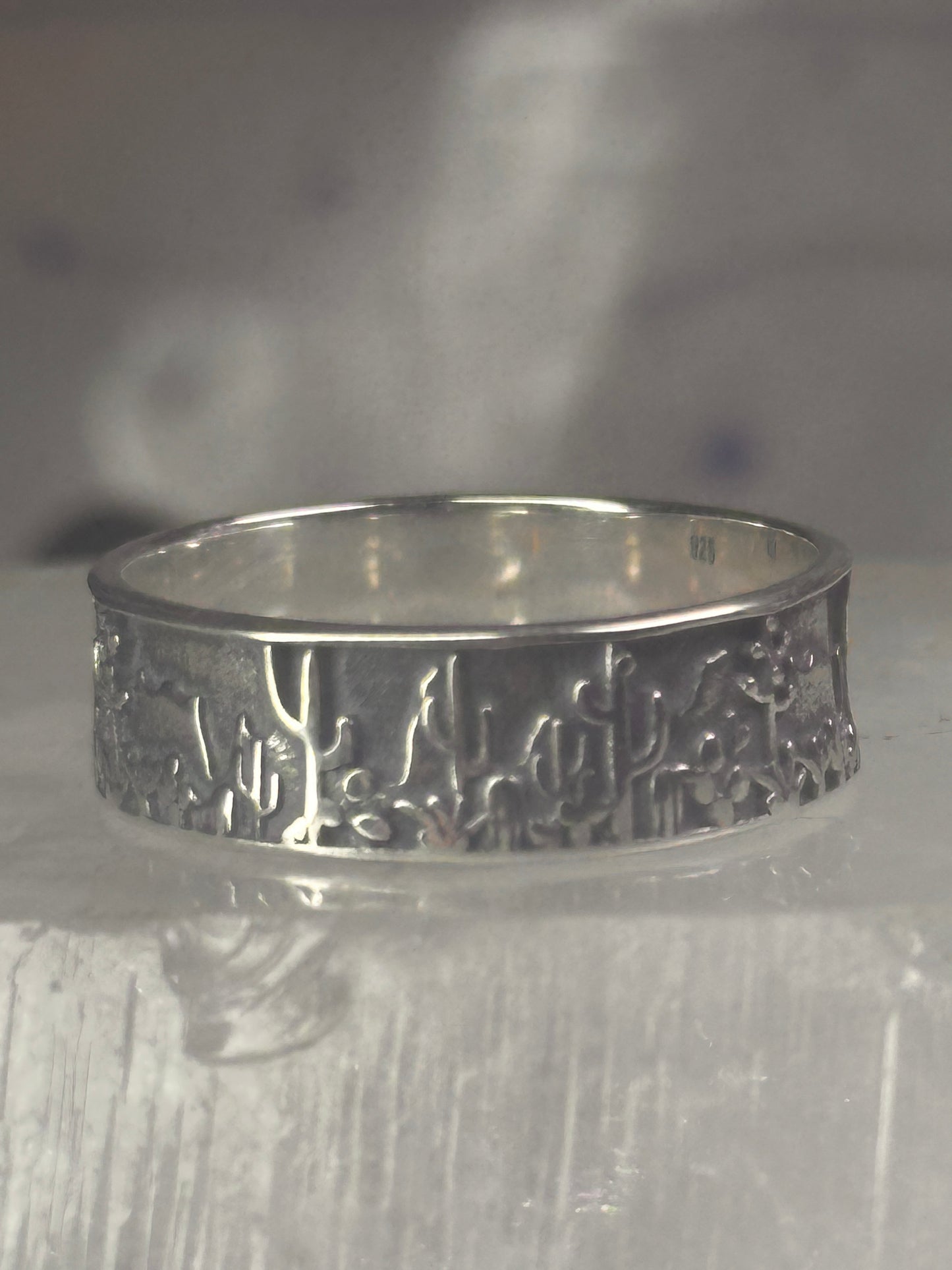 Cactus Ring Cacti southwest band size 9.75 sterling silver women men