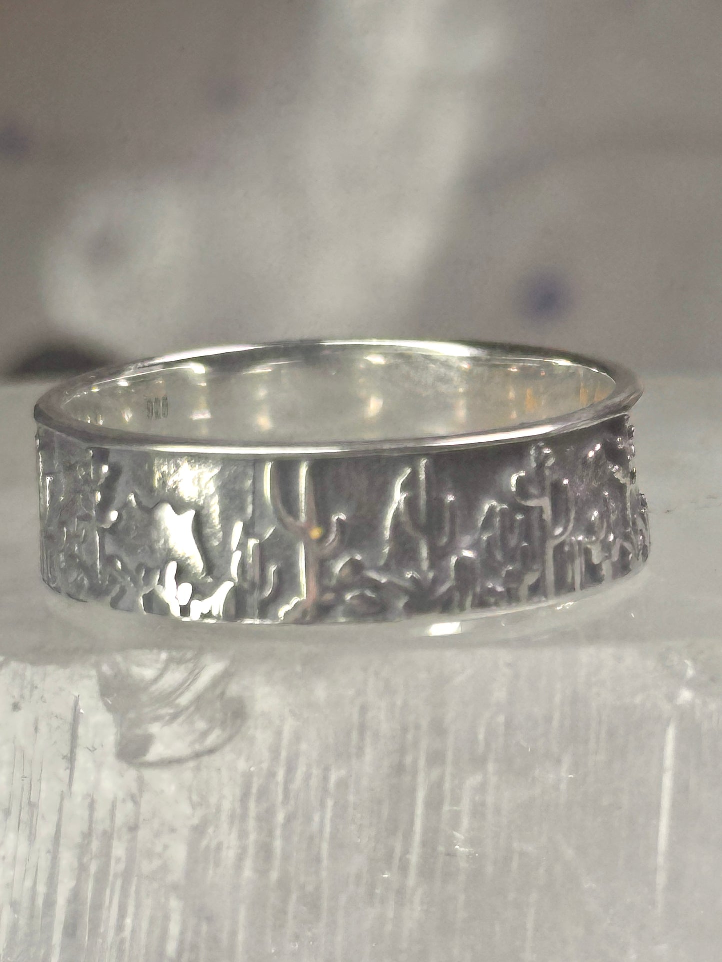 Cactus Ring Cacti southwest band size 9.75 sterling silver women men