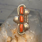 Navajo long ring coral size 5.5 sterling silver women