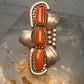 Navajo long ring coral size 5.5 sterling silver women