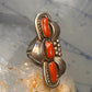 Navajo long ring coral size 5.5 sterling silver women