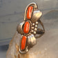 Navajo long ring coral size 5.5 sterling silver women