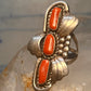 Navajo long ring coral size 5.5 sterling silver women