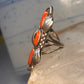 Navajo long ring coral size 5.5 sterling silver women