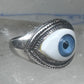 Eye ring size 6.25 blue eyeball band sterling silver women