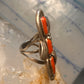 Navajo long ring coral size 5.5 sterling silver women