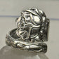 Rose Spoon ring large flower band size 7.25  sterling silver women girls