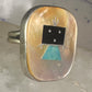 Zuni ring band turquoise Kachina mudman size 5.75 sterling silver women