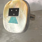 Zuni ring band turquoise Kachina mudman size 5.75 sterling silver women
