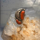 Navajo long ring coral size 6.5 sterling silver  feather leaf women