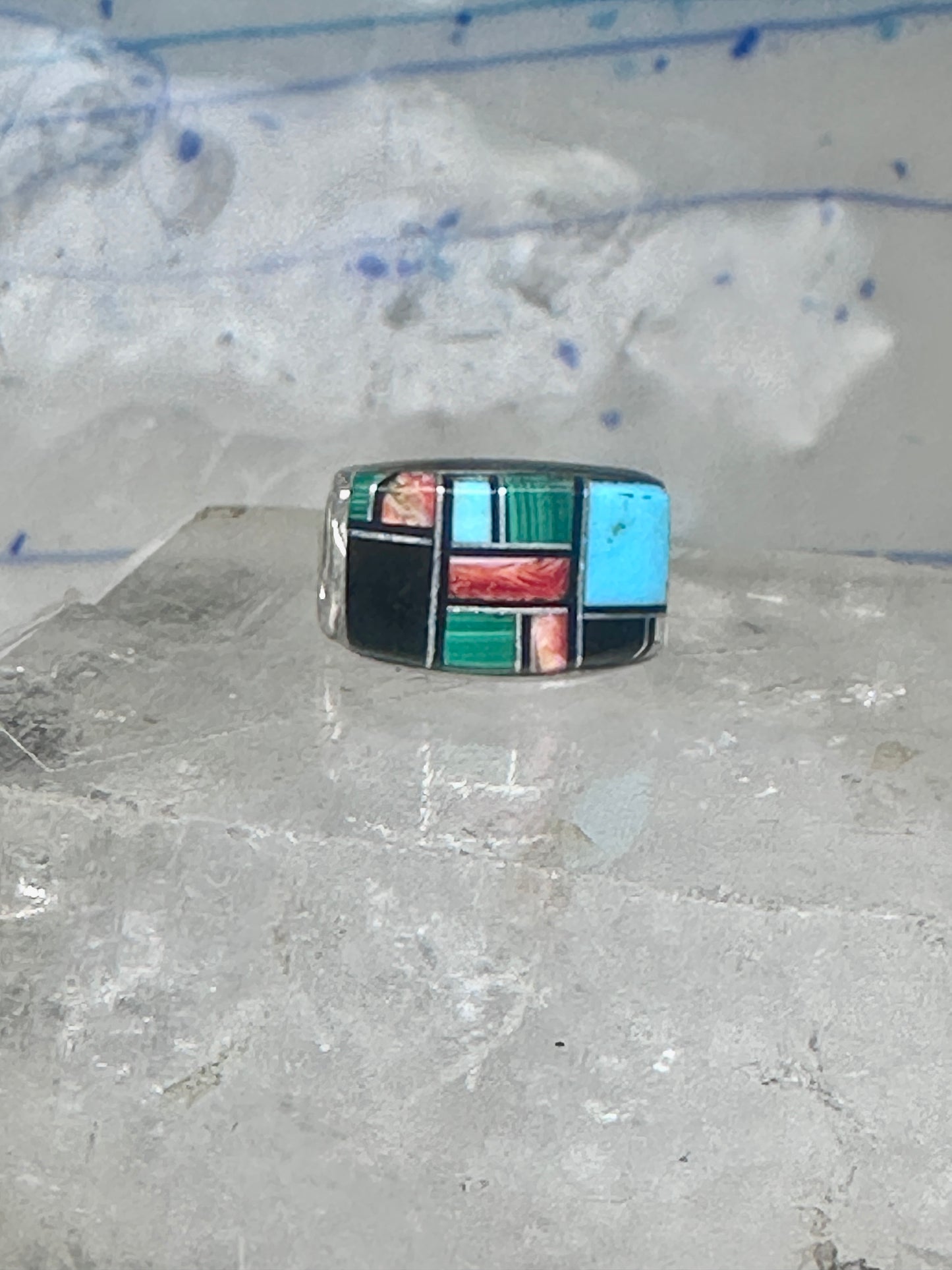 Turquoise ring size 5.75 bear band sterling silver women