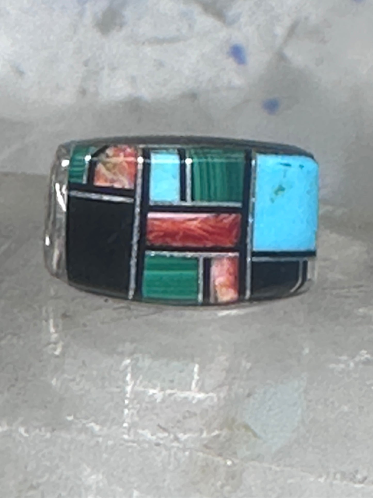 Turquoise ring size 5.75 bear band sterling silver women