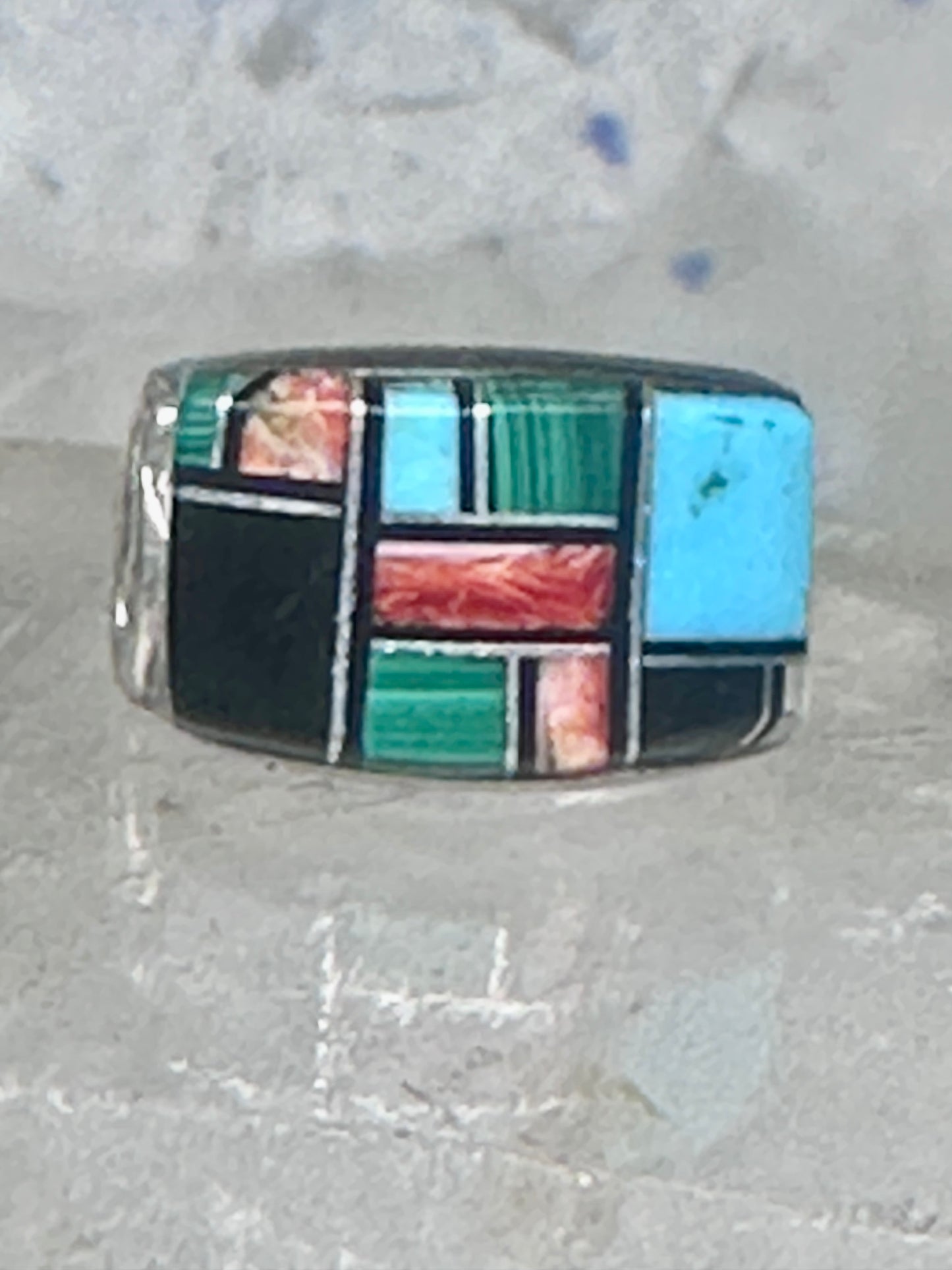 Turquoise ring size 5.75 bear band sterling silver women