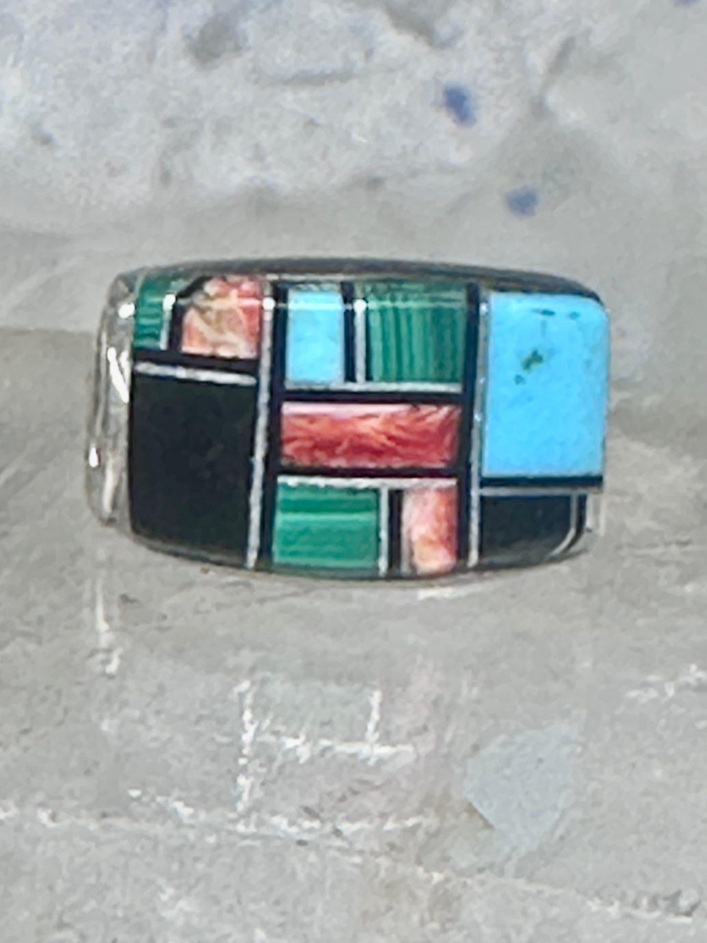 Turquoise ring size 5.75 bear band sterling silver women