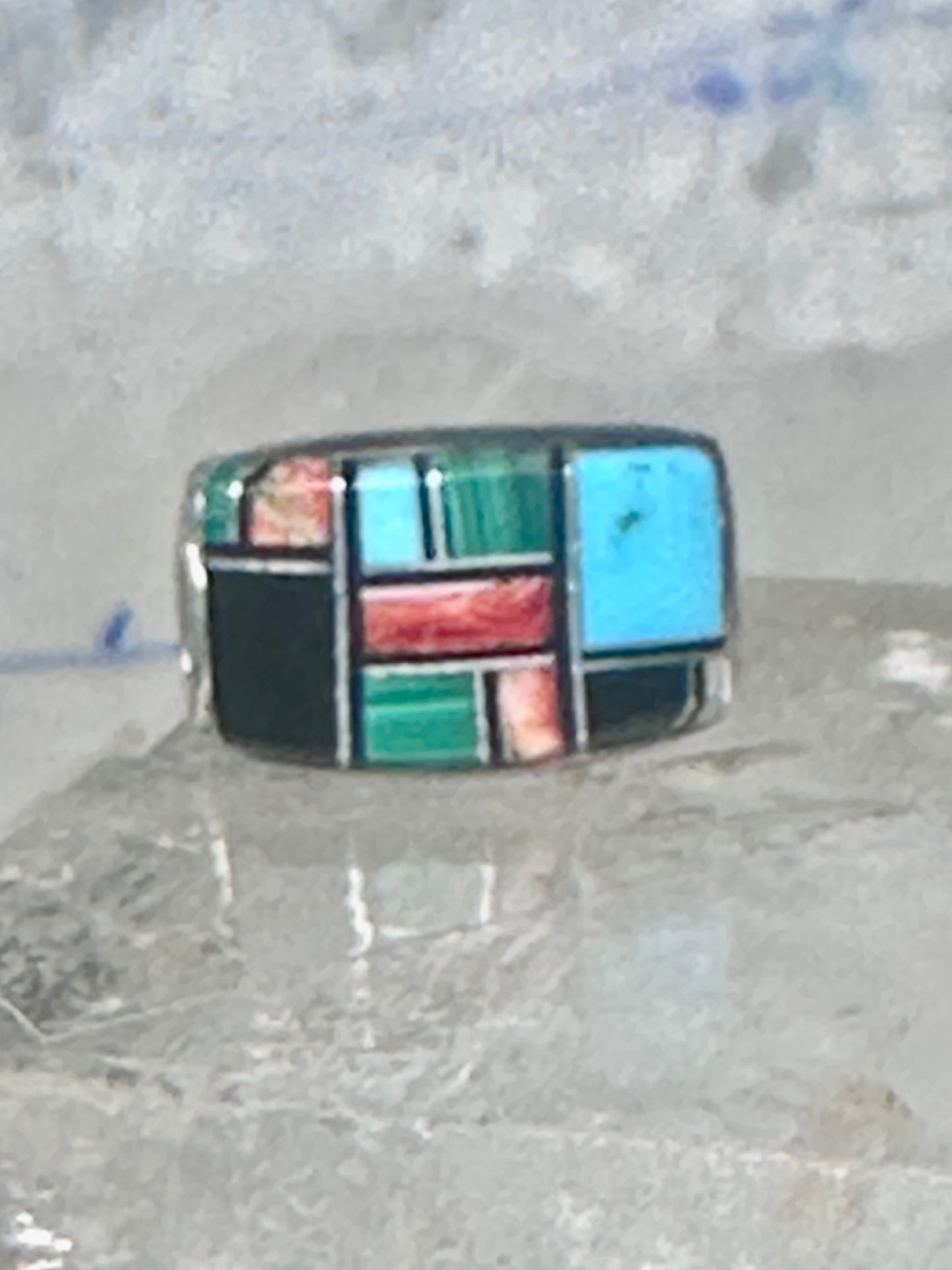 Turquoise ring size 5.75 bear band sterling silver women