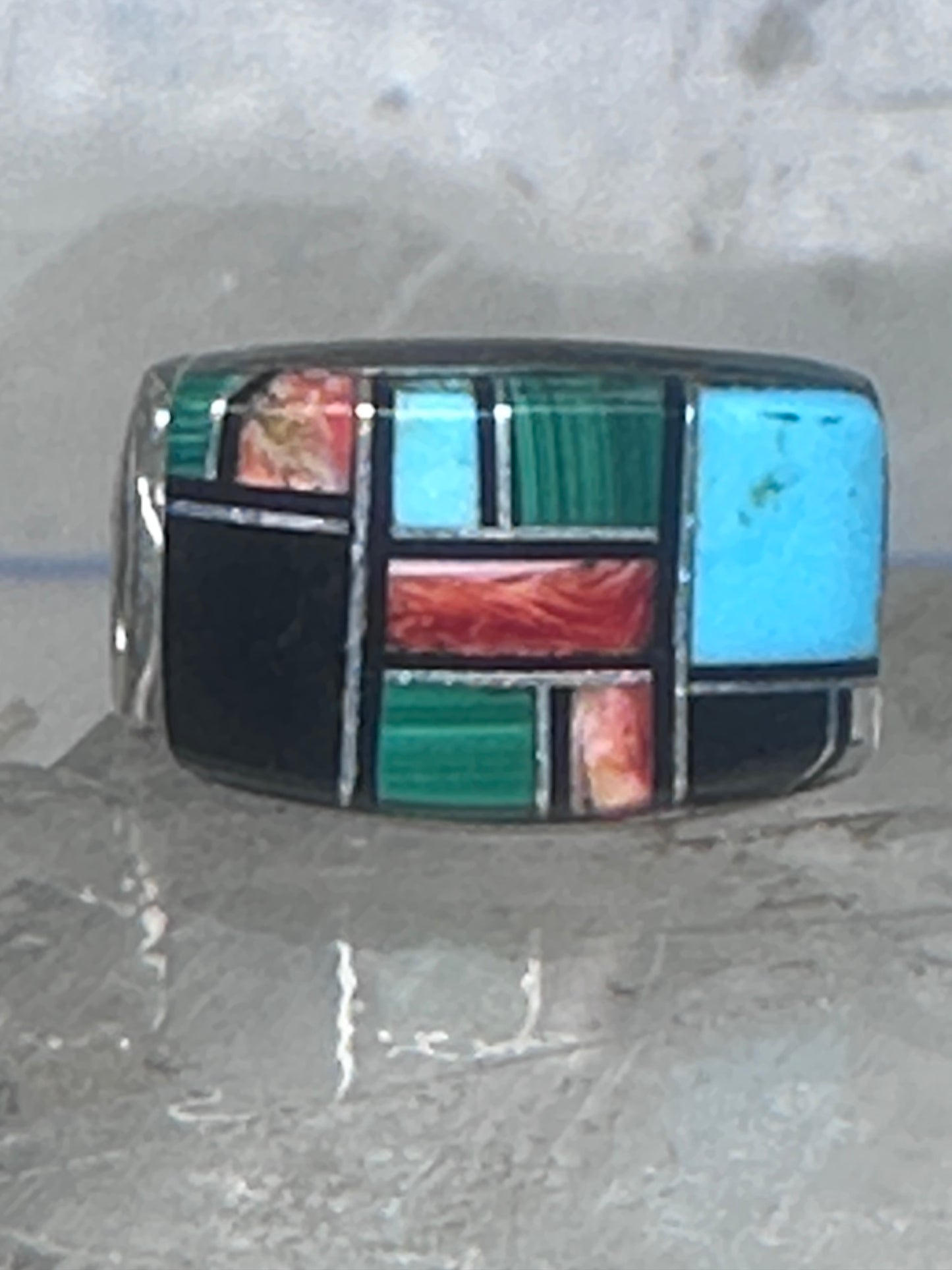 Turquoise ring size 5.75 bear band sterling silver women