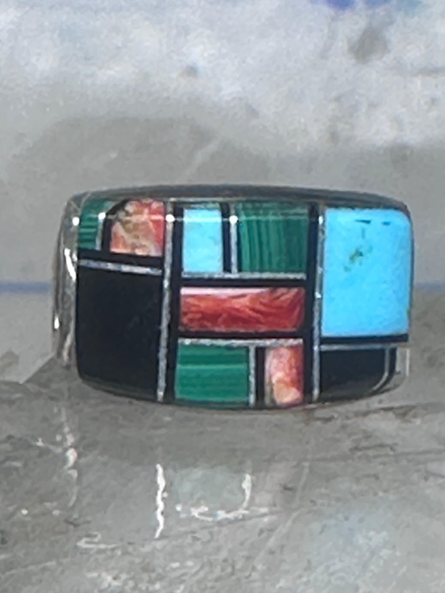Turquoise ring size 5.75 bear band sterling silver women
