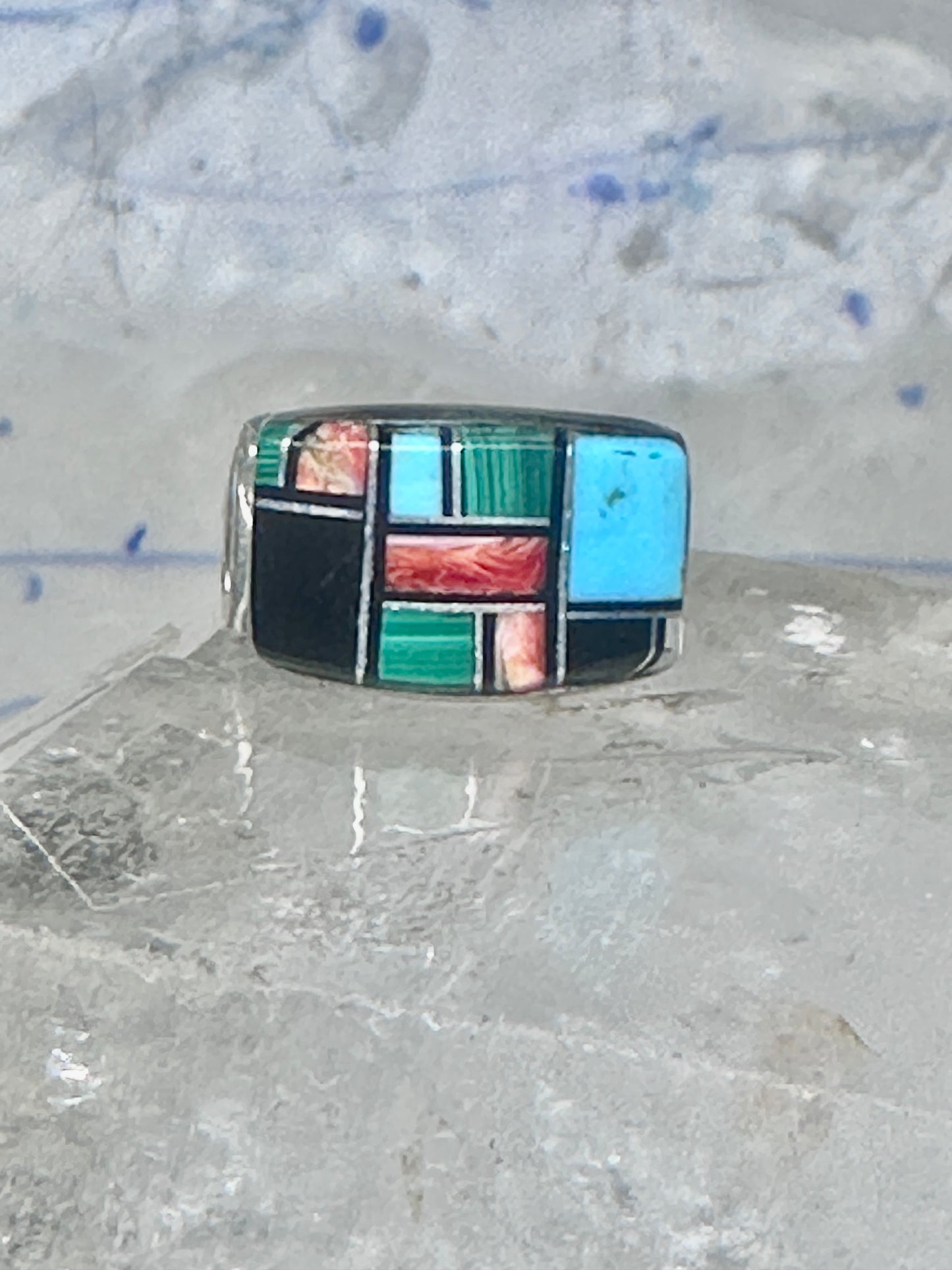 Turquoise ring size 5.75 bear band sterling silver women